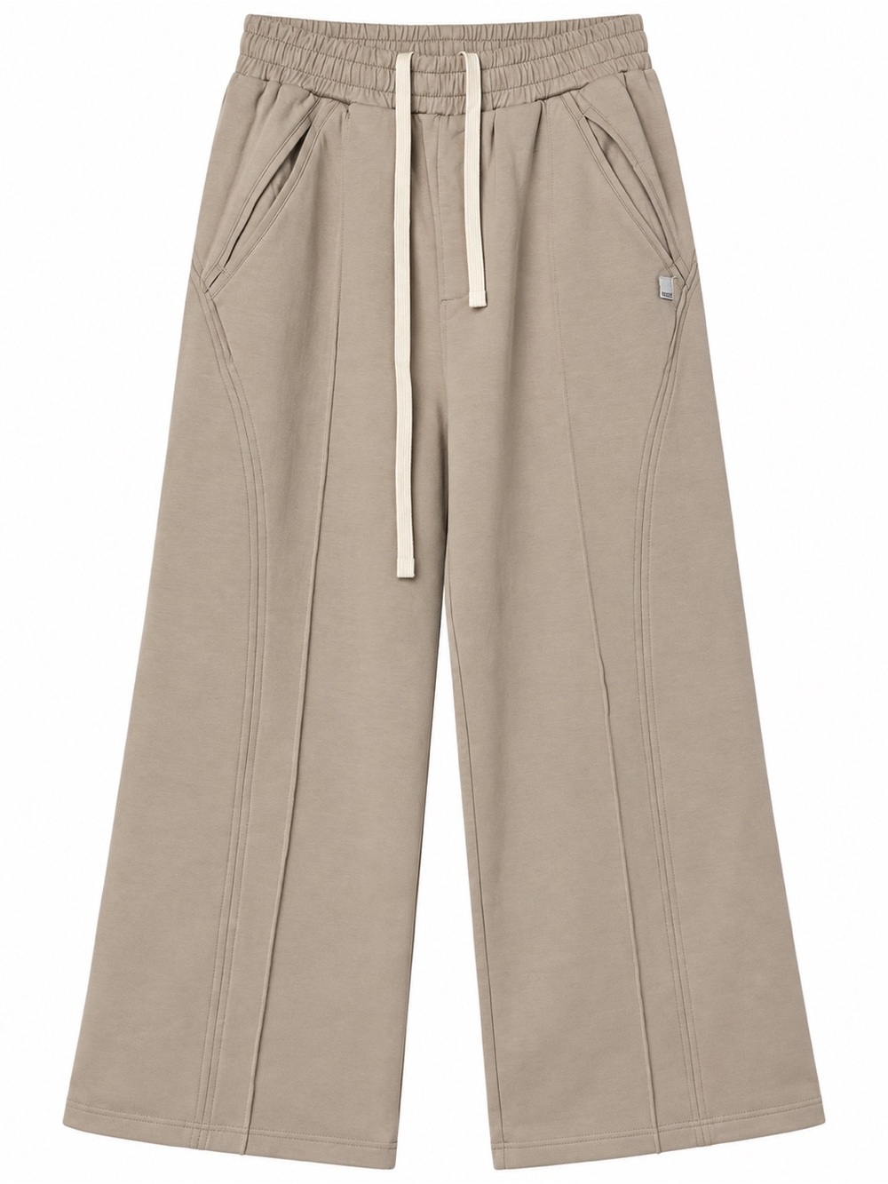 FIOBOC Wide Leg Drawstring Pants Taupe Beige Size L